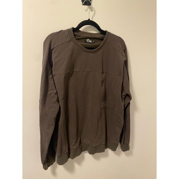 Zyia Active Vertical Zipper Crewneck sweatshirt in a brown/green color-Size XL - Picture 2 of 8
